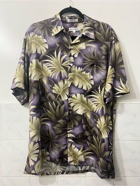 Pierre Cardin Vtg Men M Hawaiian Short Sleeve Button Up Shirt Americana 80s 90s